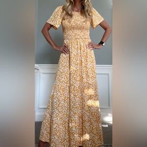 Yellow and white floral maxi dress